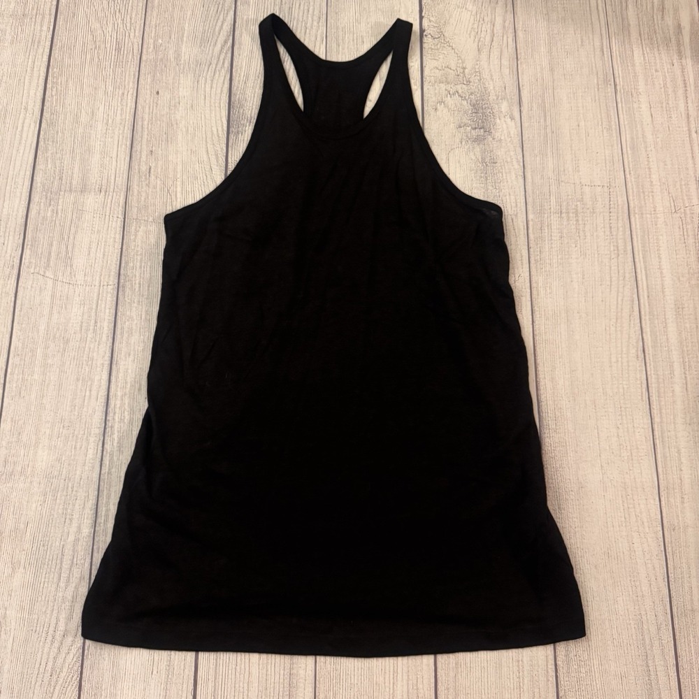 Alexander Wang Linen Silk Racerback Tank Top Black Sleeveless Women's Large‎